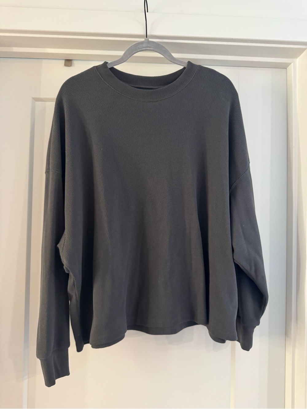 Abercrombie & Fitch Charcoal Waffle-Knit Crew